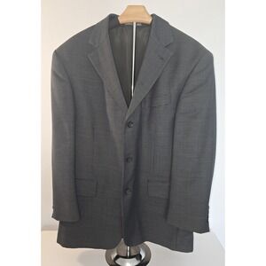 Oscar De La Renta Blue Gray Tan‎ Check Pattern Blazer Sport Coat Jacket 42S -192